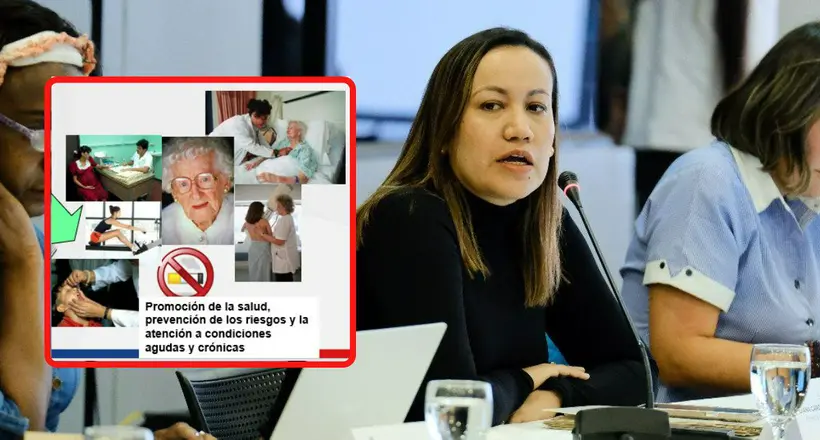 La ministra de Salud, Carolina Corcho, presentó unas diapositivas sobre la reforma a la salud que provocaron burlas por su básico diseño.
