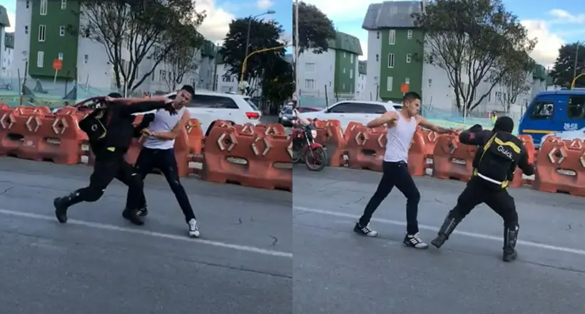 Un taxista y un motociclista protagonizaron una pelea frente al centro comercial Metrópolis, en Bogotá, y el video se hizo viral.