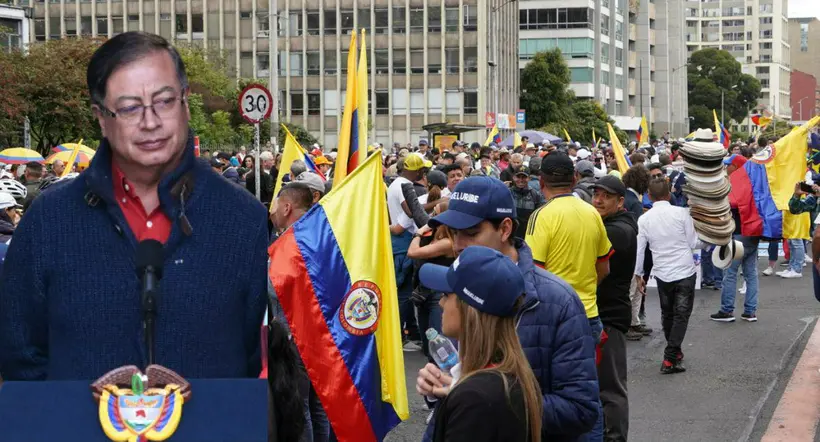 Las marchas contra Gustavo Petro en Bogotá iban hacia el CAN, pero cambiaron de decisión y confundieron a ‘Pacho Santos’.