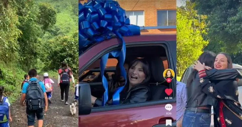 Influencer colombiana le dio carro a su mamá para ir a una escuela rural