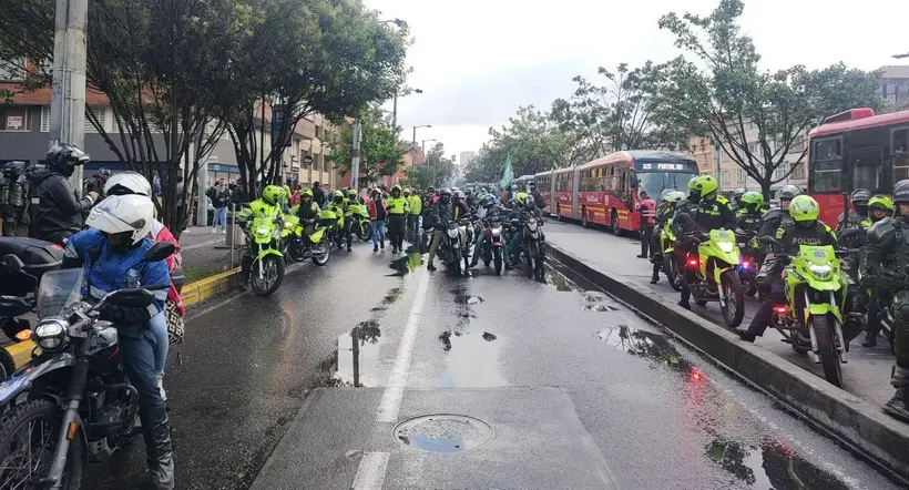 Protesta de motociclistas este 27 de febrero del 2023 en Bogotá.
