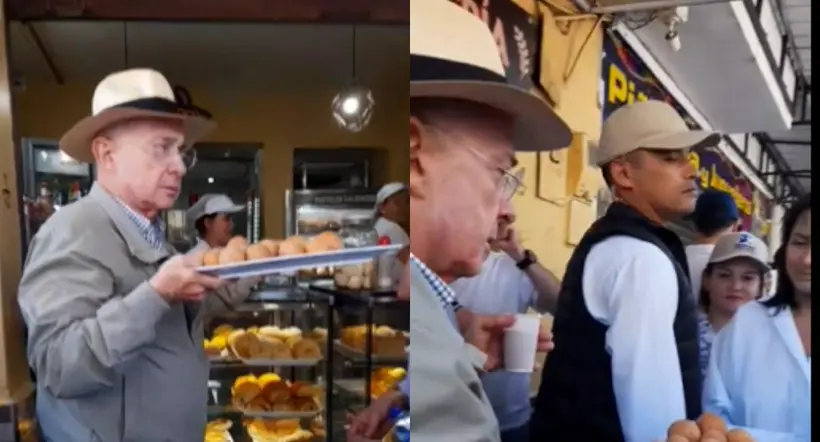 Álvaro Uribe se vistió de mesero y le dio por repartir buñuelos en el pueblo de Belén, Antioquia a los habitantes del municipio. El video fue compartido. 