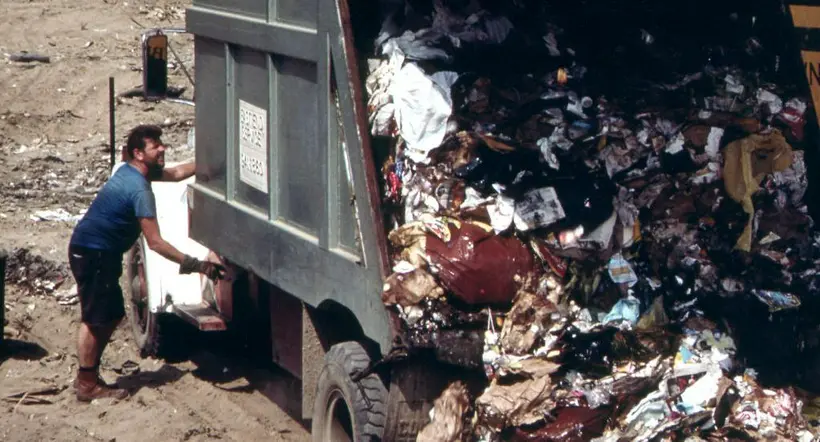 1973 - Garbage Truck at Croton Landfill Operation along the Hudson River 08/1973. (Photo by: Hum Images/Universal Images Group via Getty Images)