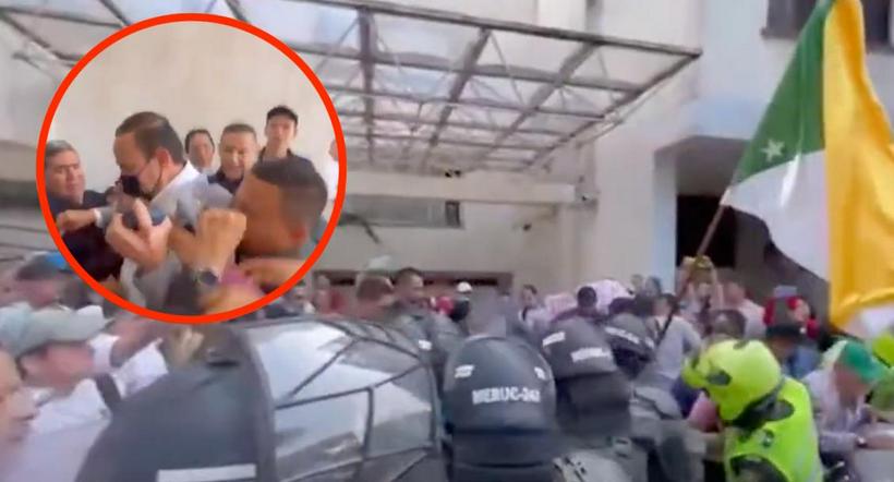 [Video] Casi linchan al gobernador de Santander durante manifestación en su contra