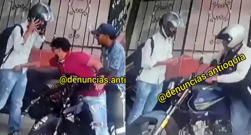 Hombre fue robado dos veces en menos de un minuto en Medellín cuando parqueaba la motocicleta al frente de su vivienda. 