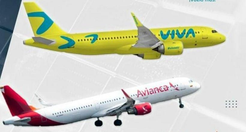 Aviones de Avianca y Viva Air. 