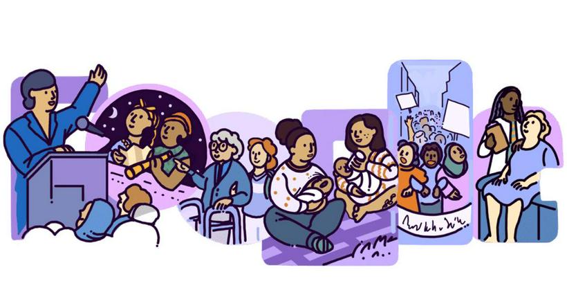 Doodle de Google a propósito del Día de la Mujer.