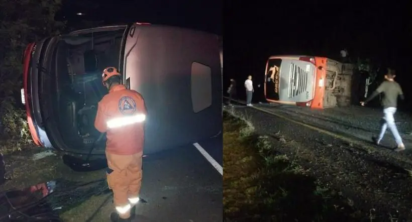 Conductor volcó buseta en carretera del Tolima y dejó 14 heridos