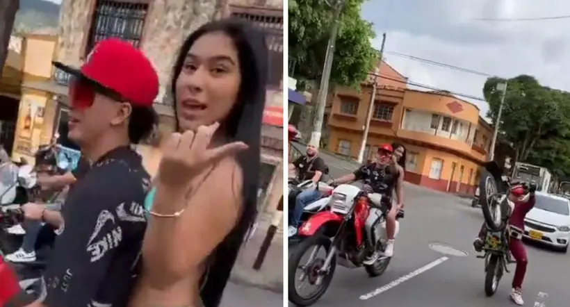 Medellín: motociclistas con mujer en bikini, sin casco y haciendo piques