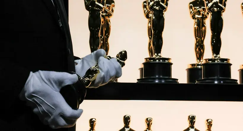 HOLLYWOOD, CA - March 27, 2022: Oscar statuettes sit on display backstage during the show at the 94th Academy Awards at the Dolby Theatre at Ovation Hollywood on Sunday, March 27, 2022.  (Robert Gauthier / Los Angeles Times via Getty Images)