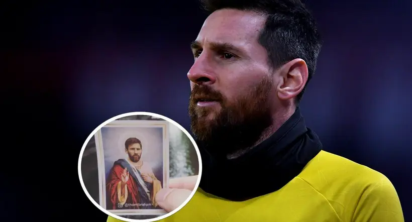 Messi recibió estampita del 'San Leonel' en el que se encuentra el 'Messi Nuestro' y conoció la triste historia de ella. 
