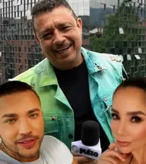 Paola Jara con Jessi Uribe, su esposo, y Fernando Uribe, su suegro que ya dijo cómo la va con ella.. Instagram paolajarapj/jessiuribe3.