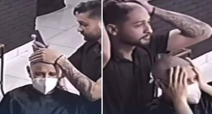 [Video] Peluquero se rapó la cabeza en solidaridad con clienta que tiene cáncer