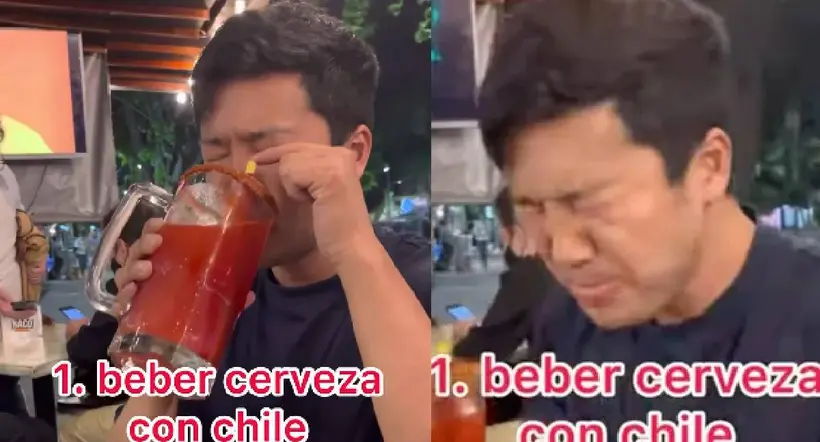 Foto de 'tiktoker' japonés que tomó cerveza con chile en México
