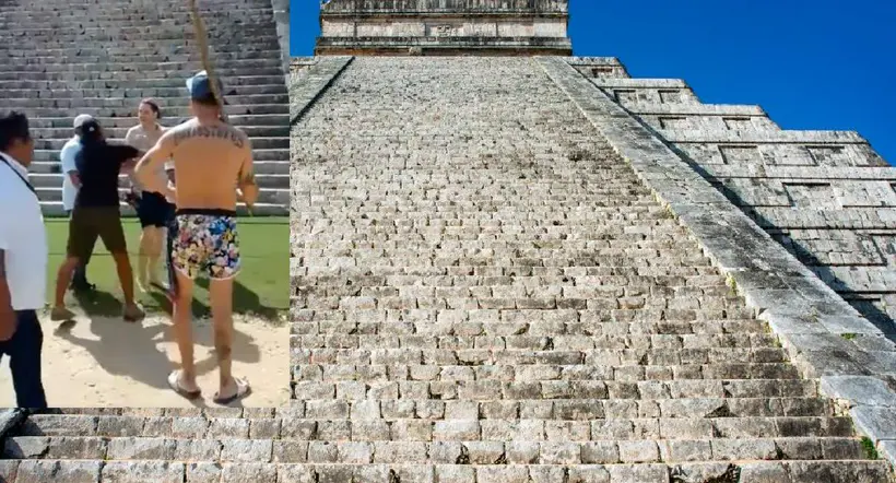 Foto de pirámide Kulukán, en Chichén Itzá, a propósito de de turista polaco que bajaron a palo 