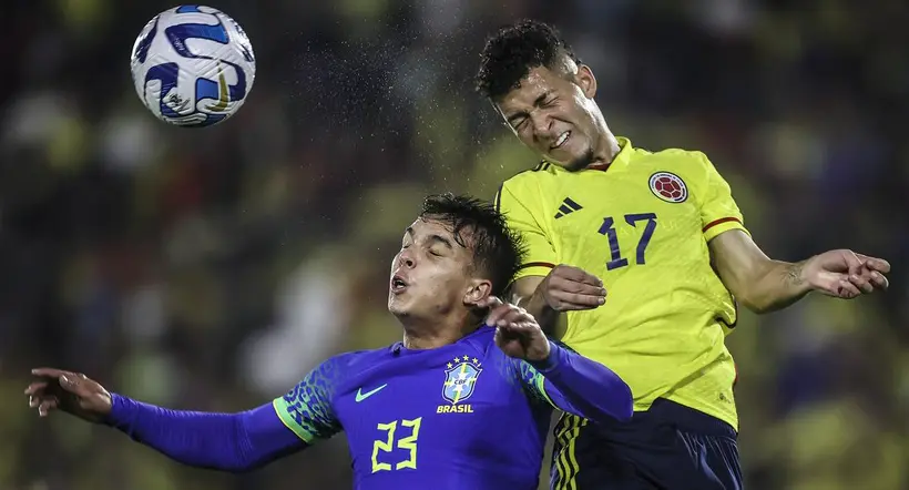 Escena del partido entre Colombia y Brasil del Sudamericano Sub-20 este 9 de febrero del 2023.