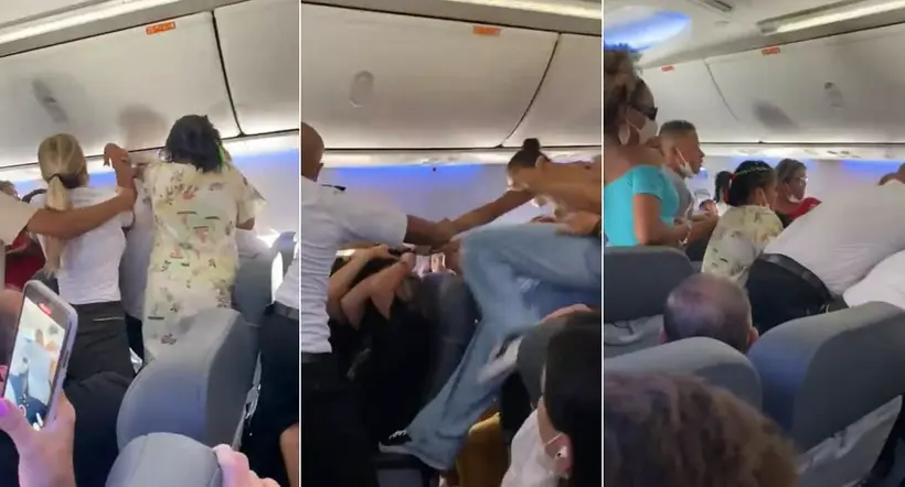 Pelea de mujeres dentro de avión de Brasil quedó grabada.