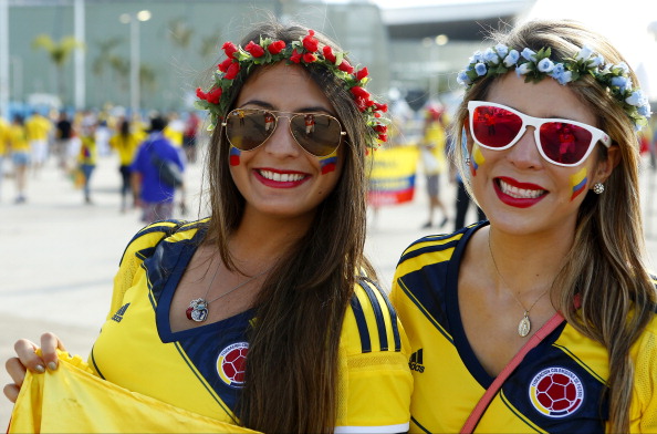 CUIABA, BRAZIL - JUNE 24:  Fans of Colombia arrive at the stadium for the Group C match between Colombia and Japan at Arena Pantanal on June 24, 2014 in Cuiaba, Brazil. (Photo by Gabriel Rossi/LatinContent/Getty Images)