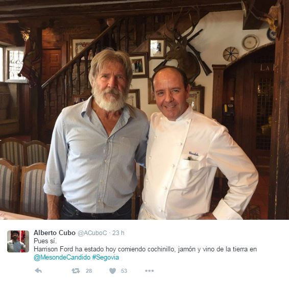 Harrison Ford en España tuit