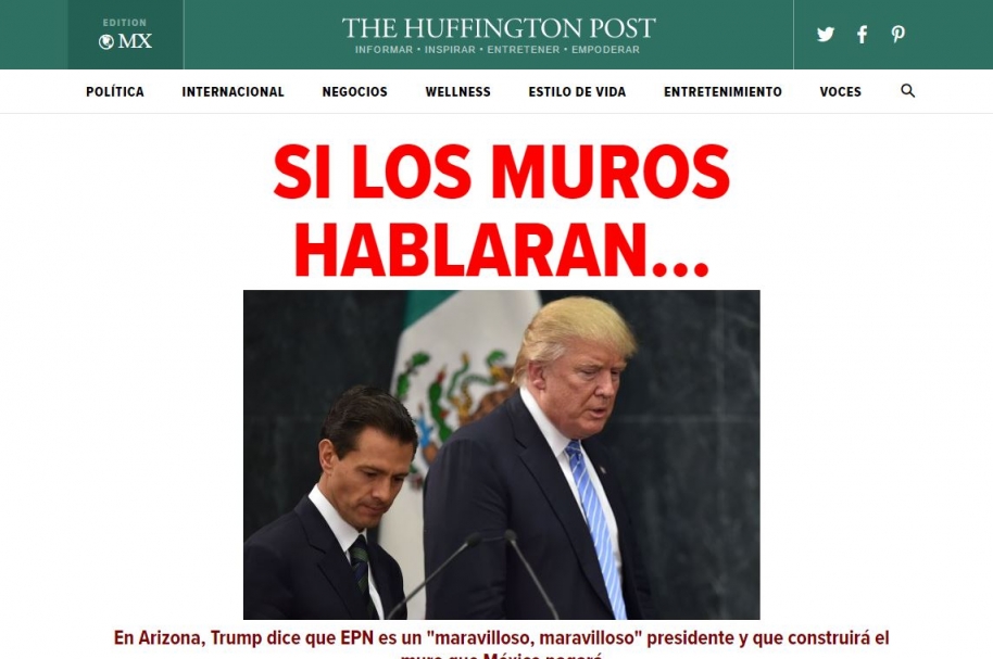Portada de The Huffington Post México, este primero de septiembre.