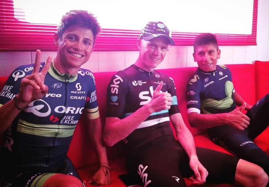 Chaves, Froome y Nairo en foto de Instagram como amigos
