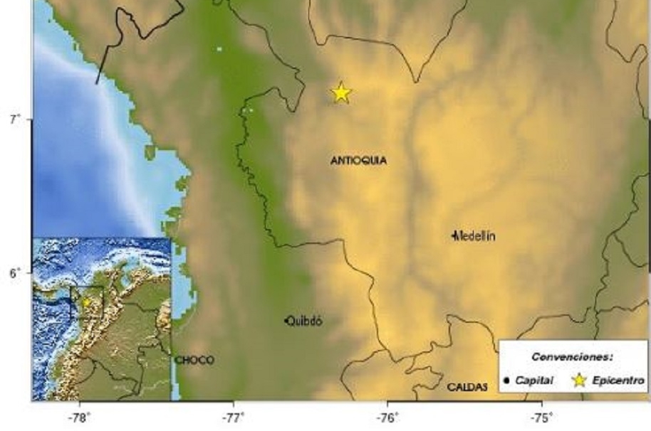 Temblor con epicentro en Mutatá (Antioquia)