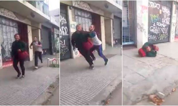 Deportista argentino agrediendo a ciudadano.