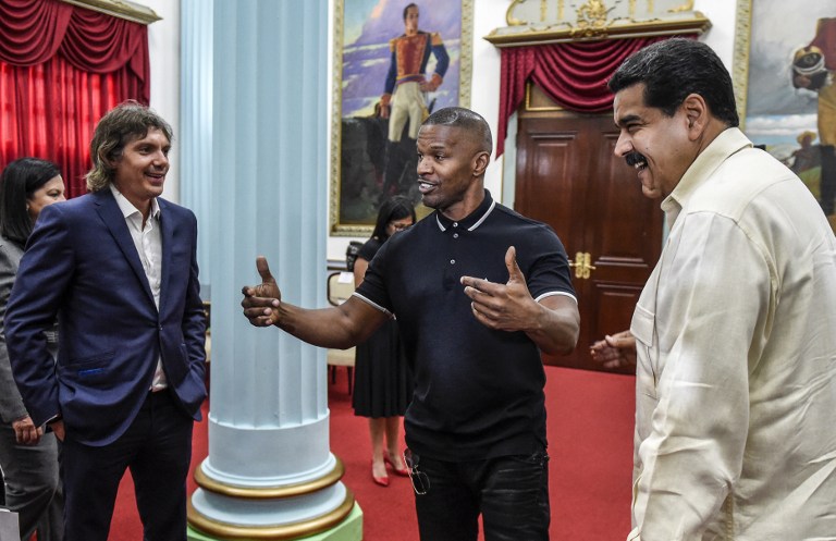 Nicolas Maduro, Lukas Haas y Jamie Foxx.