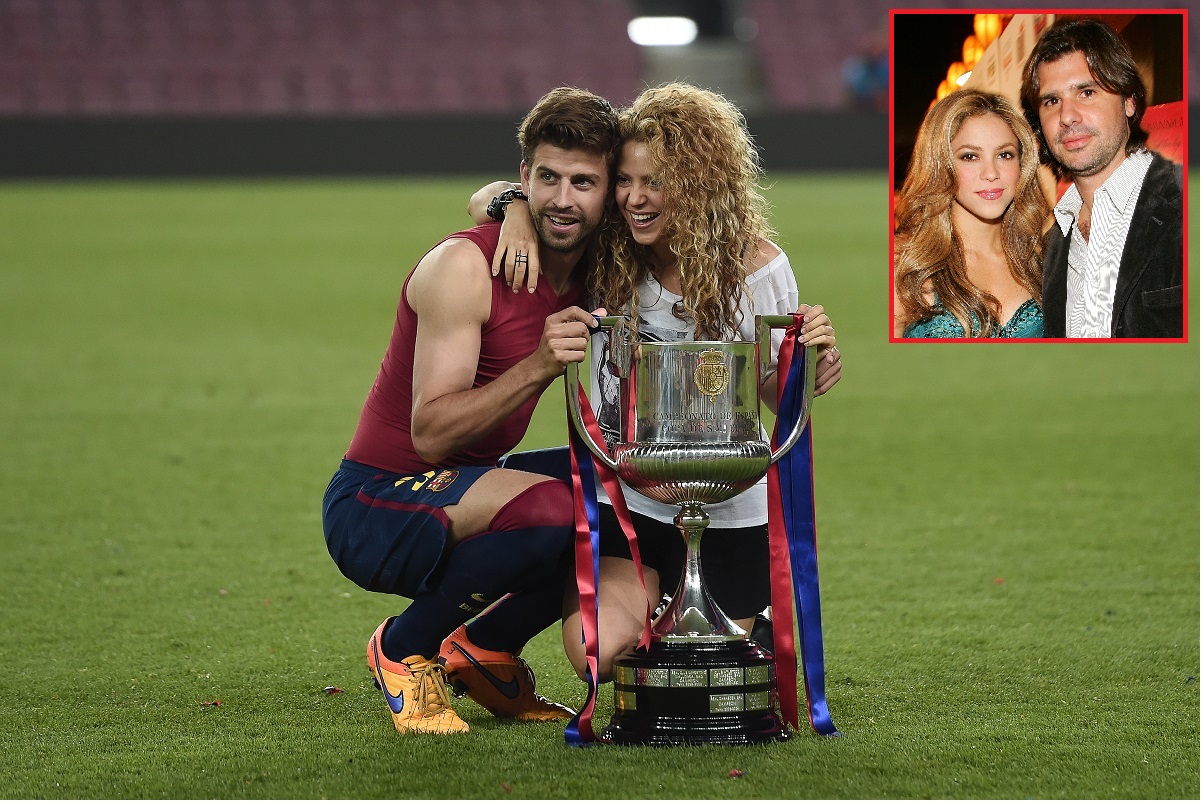 La cantante Shakira con su actual pareja, Gerard Piqué, y con su ex Antonio de la Rúa.