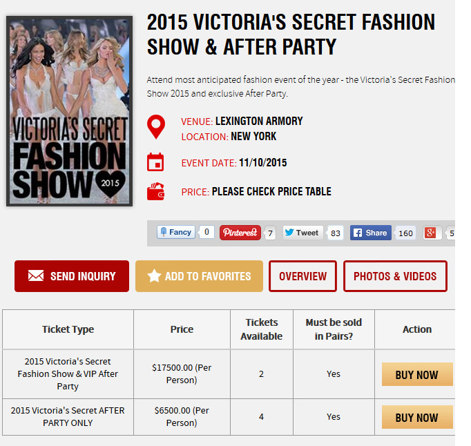 Precios desfile Victoria's Secret 2015