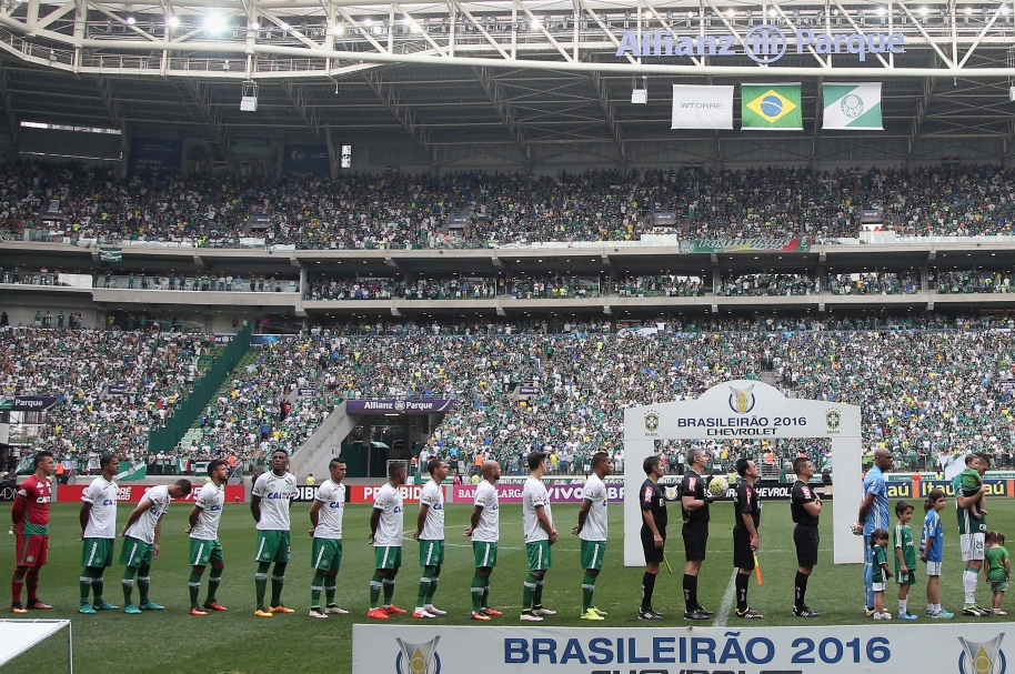 Chapecoense, antes del partido contra Palmeiras en el Parque Allianz Parque por el Brasileirão