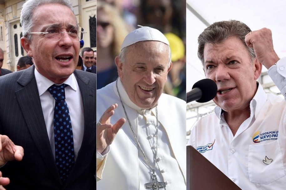 Senador Uribe, papa Francisco y presidente Santos