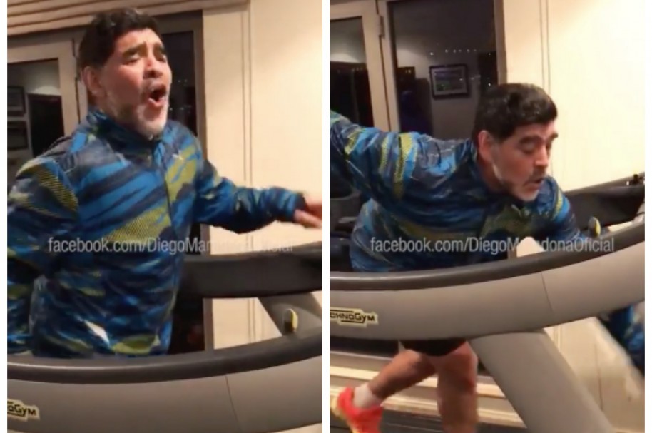 Maradona bailando en caminadora. Pulzo.com