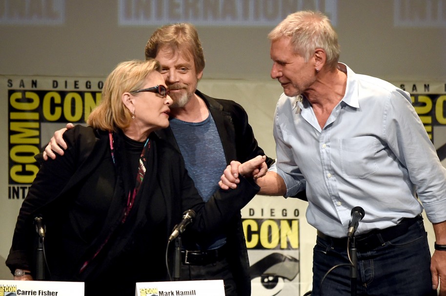 Carrie Fisher, Mark Hamill y Harrison Ford
