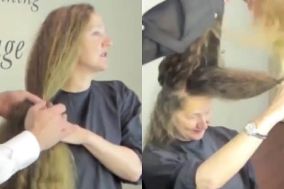 Mujer se corta el pelo después de 20 años