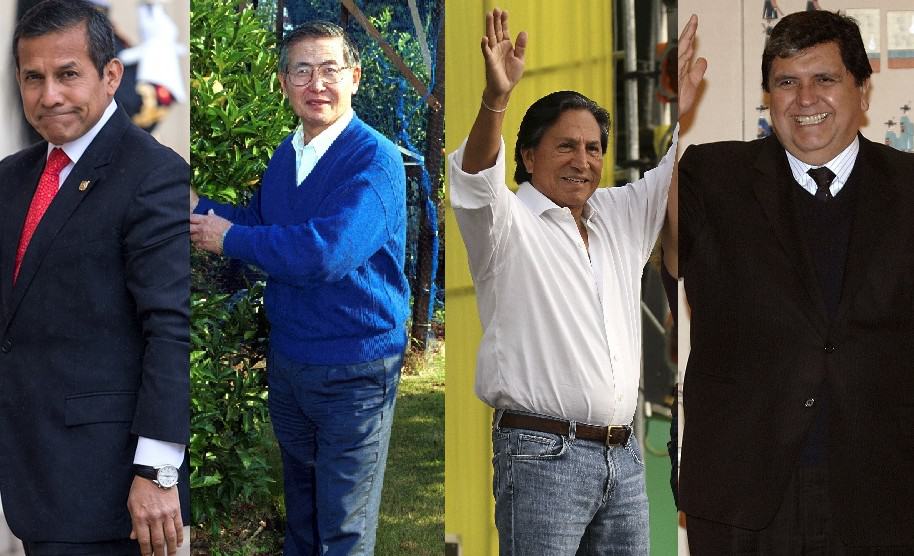 Ollanta Humala, Alberto Fujimori, Alejandro Toledo y Alan García, expresidentes de Perú.