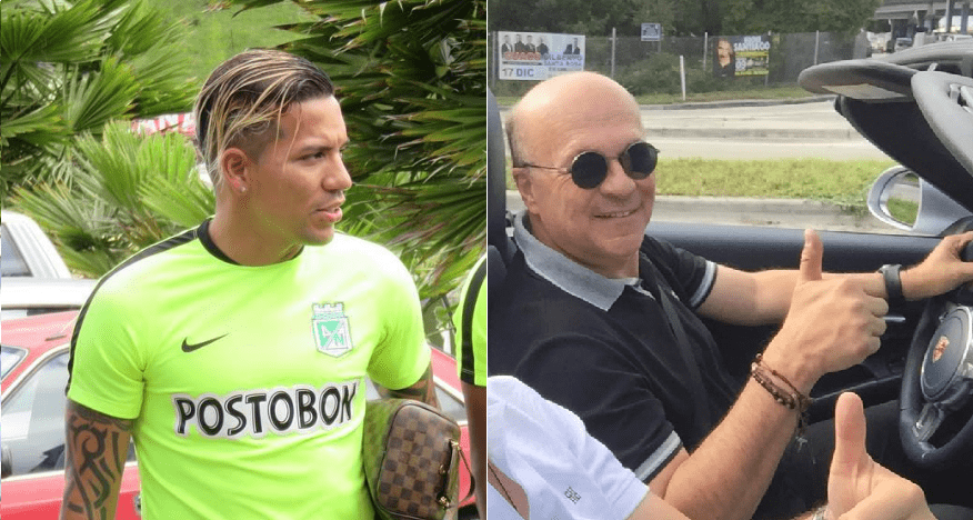 Dayro Moreno, futbolista de Atlético Nacional, y Carlos Antonio Vélez, comentarista deportivo.