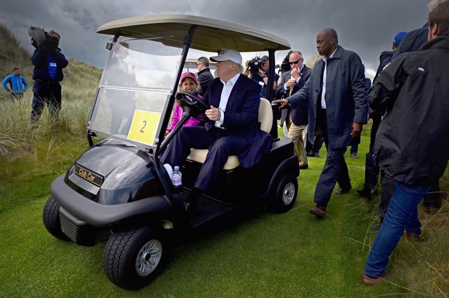 Donald Trump Visits His Golf Course in Aberdeen