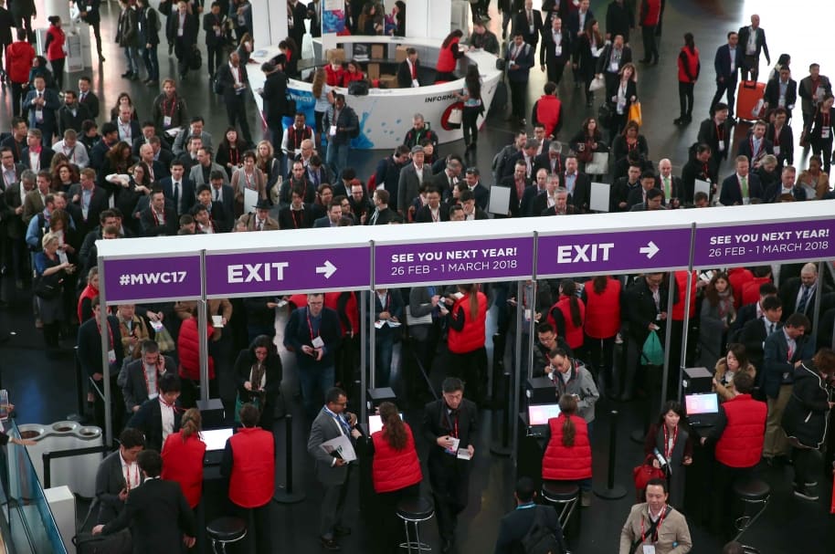 Ingreso al Congreso Mundial del Móvil (MWC), en Barcelona.