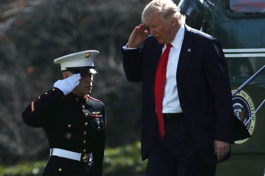 President Trump Returns To White House From Speaking At CPAC Event