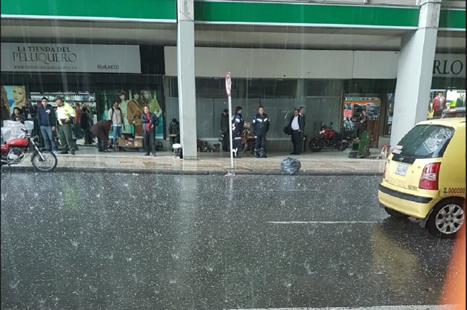 Granizada en el centro de Bogotá