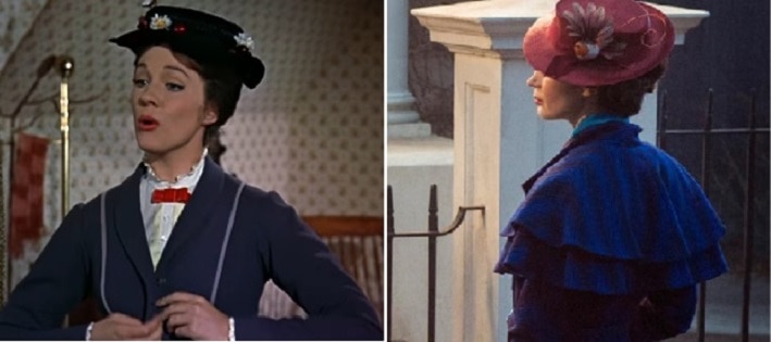 A la izquierda, la Mary Poppins de antes y a la derecha, la actriz Emily Blunt interpretando en la actualidad a esa famosa niñera. A la izquierda, la Mary Poppins de antes y a la derecha, la actriz Emily Blunt interpretando en la actualidad a esa famosa niñera.