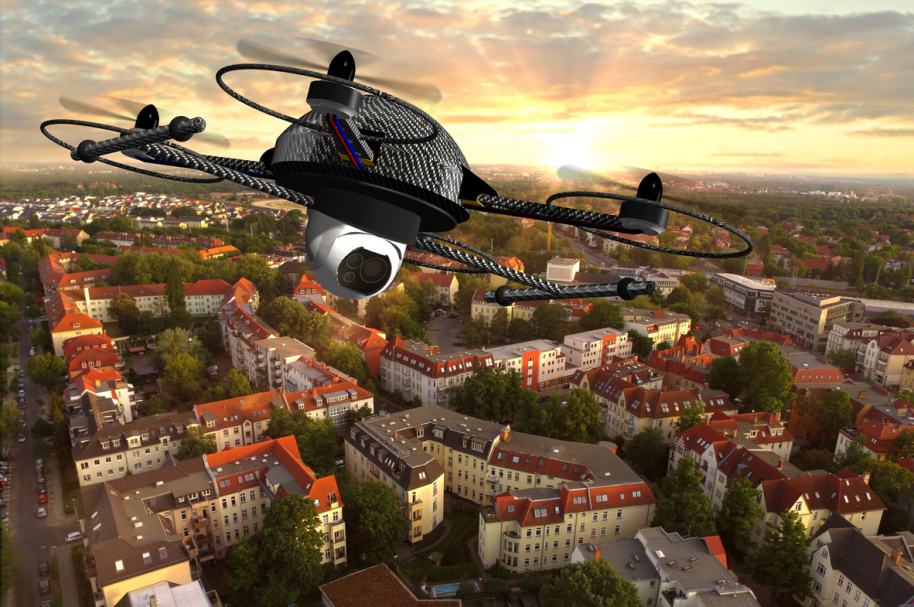 Dron volando sobre casas. Pulzo.com