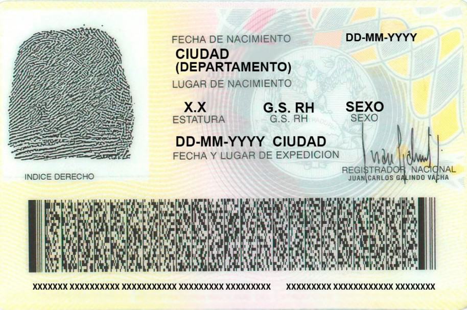 Parte posterior de una cédula de ciudadanía genérica