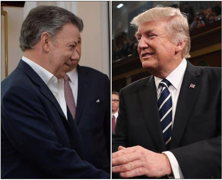 Juan Manuel Santos y Donald Trump