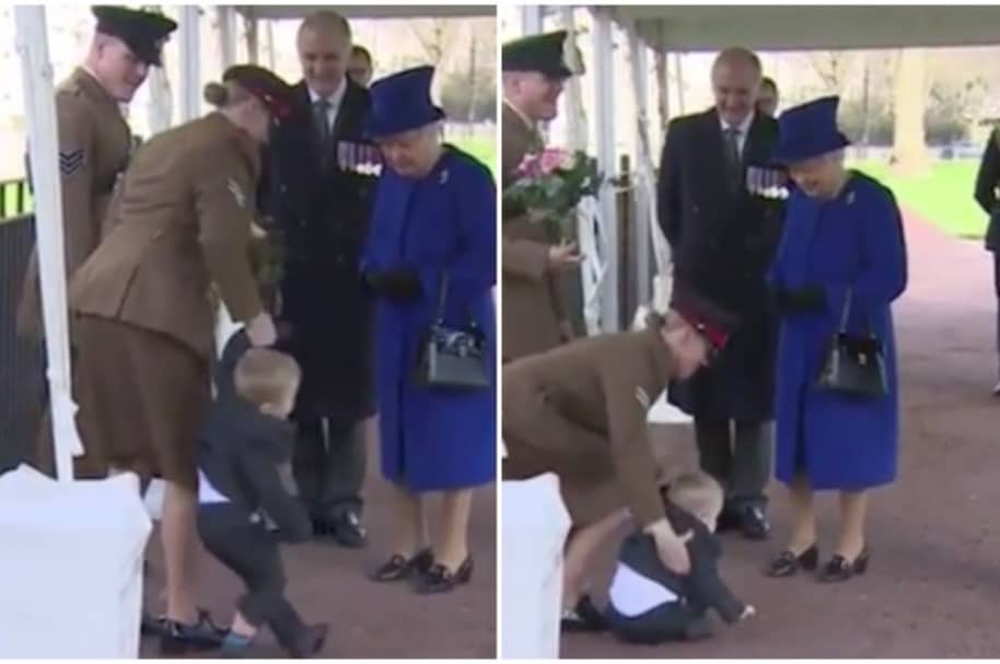 Pataleta de niño en frente de la reina Isabel.