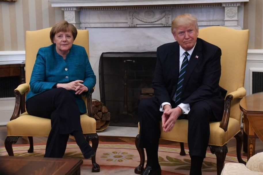 German Chancellor Angela Merkel and President Donald Trump Meet in Washington