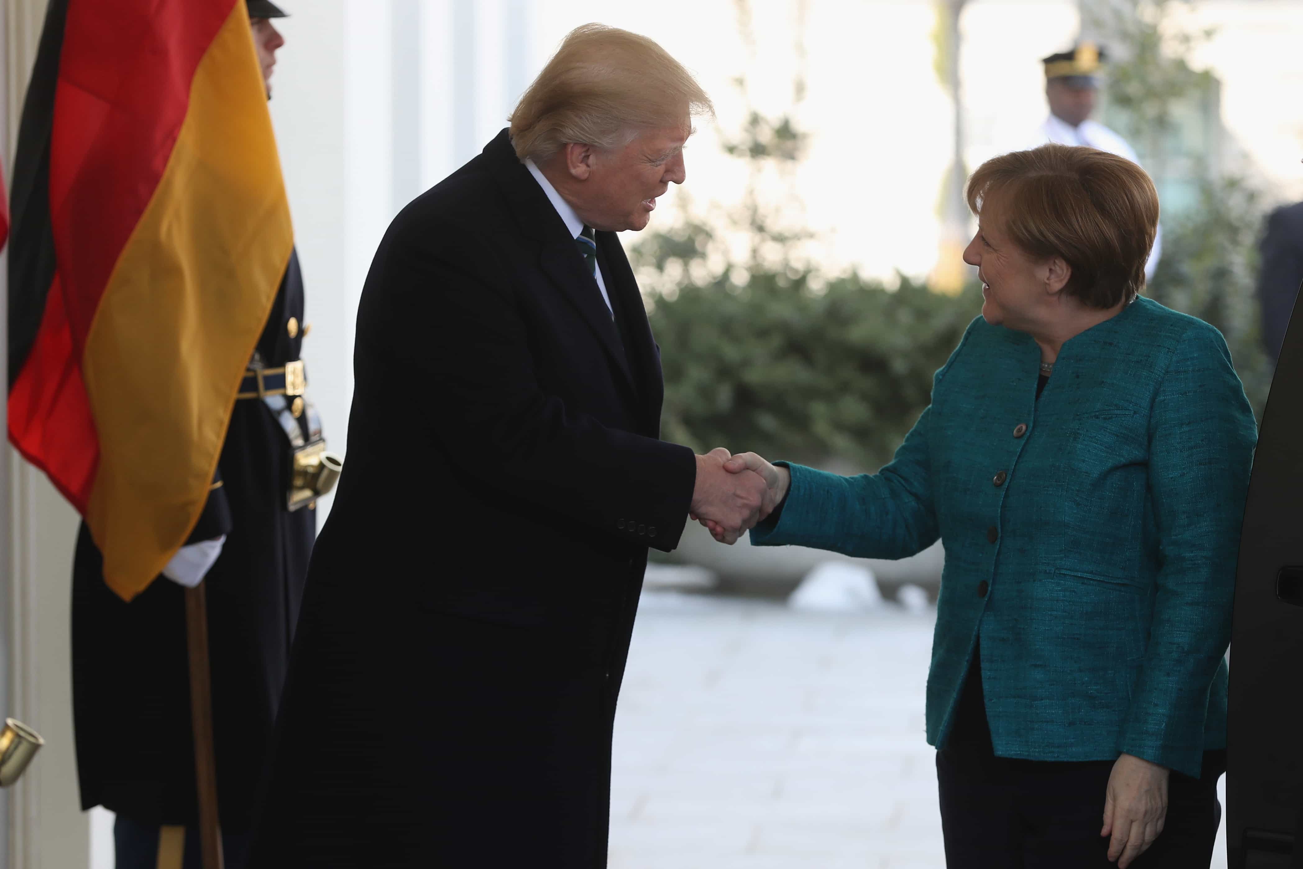 German Chancellor Angela Merkel Arrives To White House For Visit With President Trump