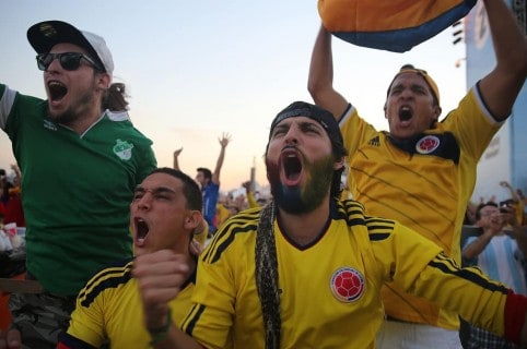 Celebración partido de Colombia