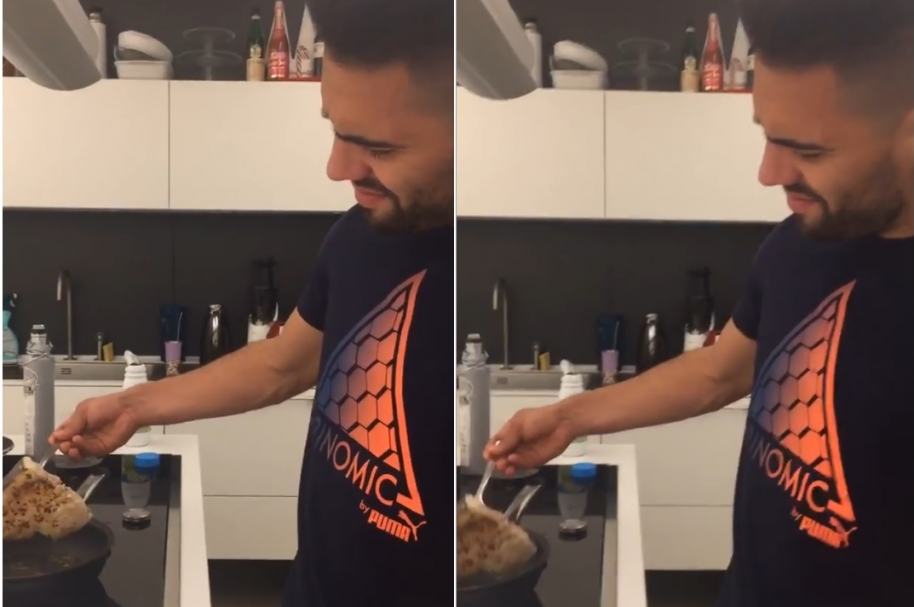 El futbolista Falcao García cocinando.
